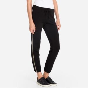 Johnny Was Calmé high rise crop relaxed fleece jogger stripe black